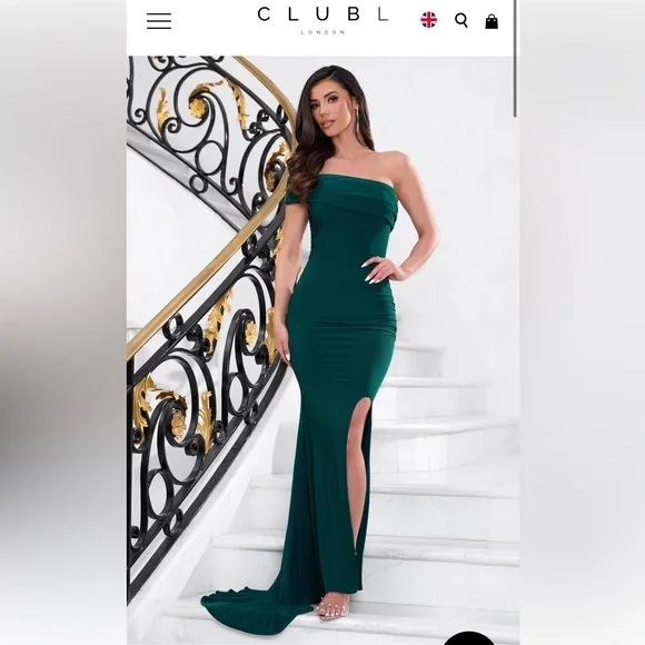 white christmas dresses Vallea Green One-Shoulder Draped Midi Dress – Club L London main image 0